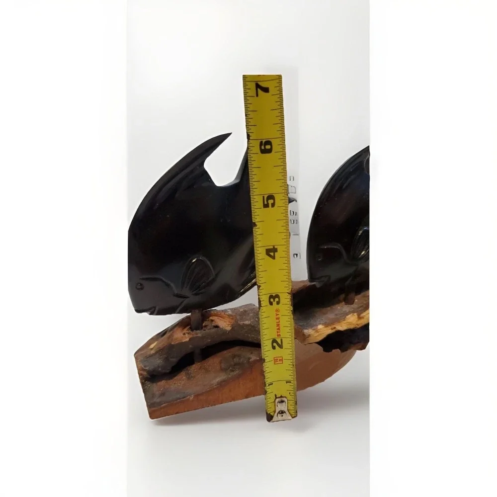 Carved Wooden‎ Fish Bookends Carvings
